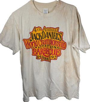 Vintage Jack Daniels Shirt 1992 World Champ Invitation BBQ Center Cut Large USA